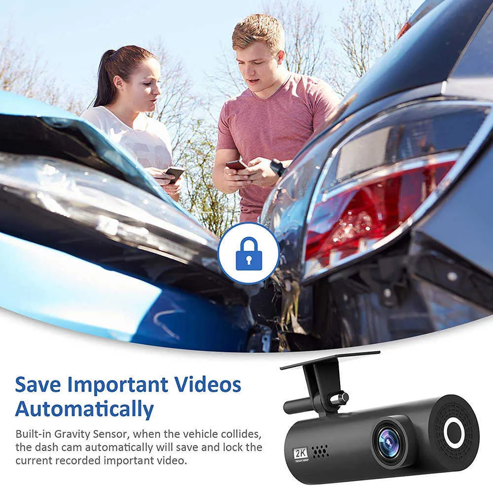 Ny WiFi Car Driving Recorder 1080p Full HD-bil DVR G-sensor Röstprompt Dash Cam Drive Recorder Wide-Angle HDR Night Vision