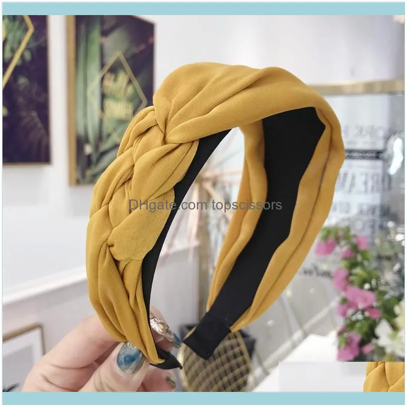 Twist Braid Satin Headband Solid Braided Side Knotted Hairband Wide-Brimmed Hair Hoop Bezel Girls Accessories1