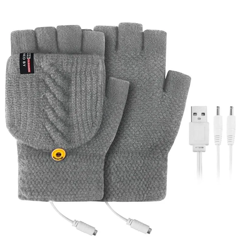 Cinq doigts gants chauffants électriques hiver Li-ion batterie extérieure en cuir rechargeable