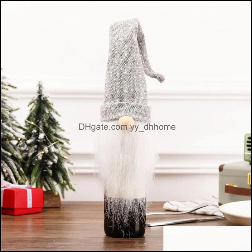 Christmas Wine Bottle Cover Long Hat Plush Gnome Wine Bottle Cap Topper Holiday Dining Table Decorations JK2008XB