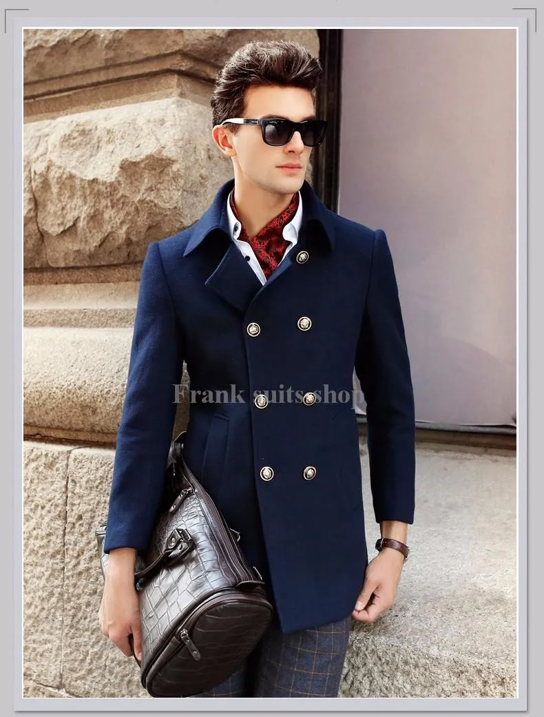 スイフト メンズウールブレンド21カスタムメイドの高級ファッションメンコートダブルブレストメンズエンドウスリムフィット 開封品 アパレル メンズ服 Vamosaesquiar Com