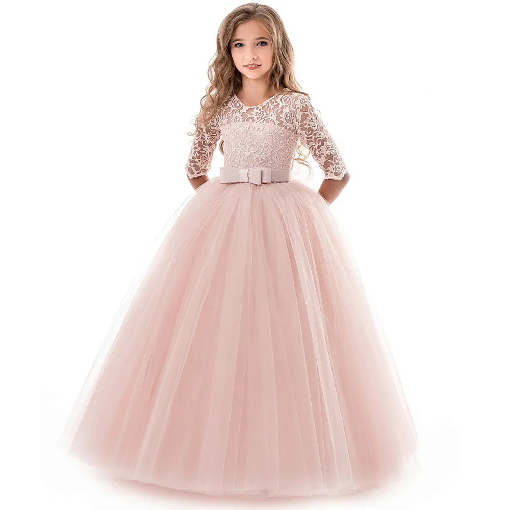 Été Enfants Filles Broderie Tutu Princesse Robe Pour Filles Robes De Fête De Mariage Enfants Vêtements 5 6 7 8 9 10 11 12 Année 210303