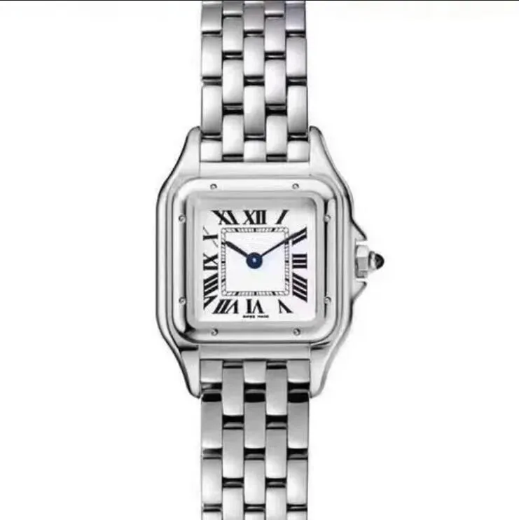 Высочайшее качество Модные женские часы Классический квадратный дизайн Мужские часы из нержавеющей стали Кварцевый механизм Леди Платье Наручные часы Часы 02-4