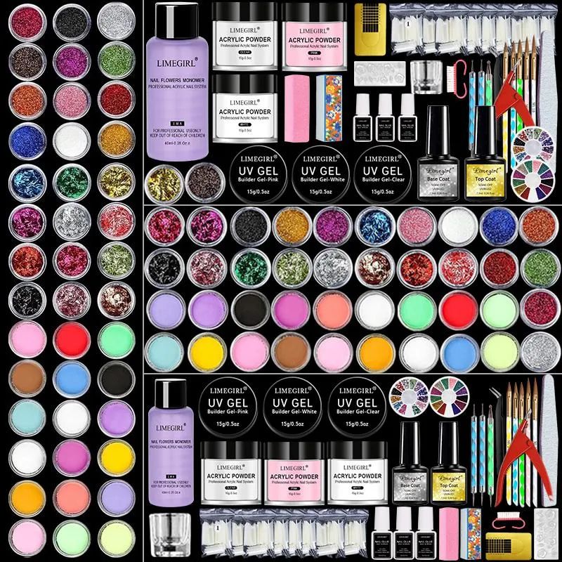 Nail Art Kit Akryl Kit Nails Powder Manikyr Set Professionellt med flytande monomer borsttips för förlängning