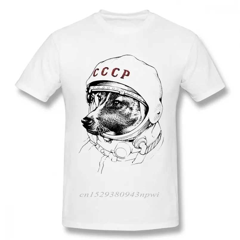 CCCP T Shirt Laika Space Traveler Tee Koszula Mężczyzna Jakość ZSRR Związek Radziecki KGB T-shirt Summer Casual Tees 210714