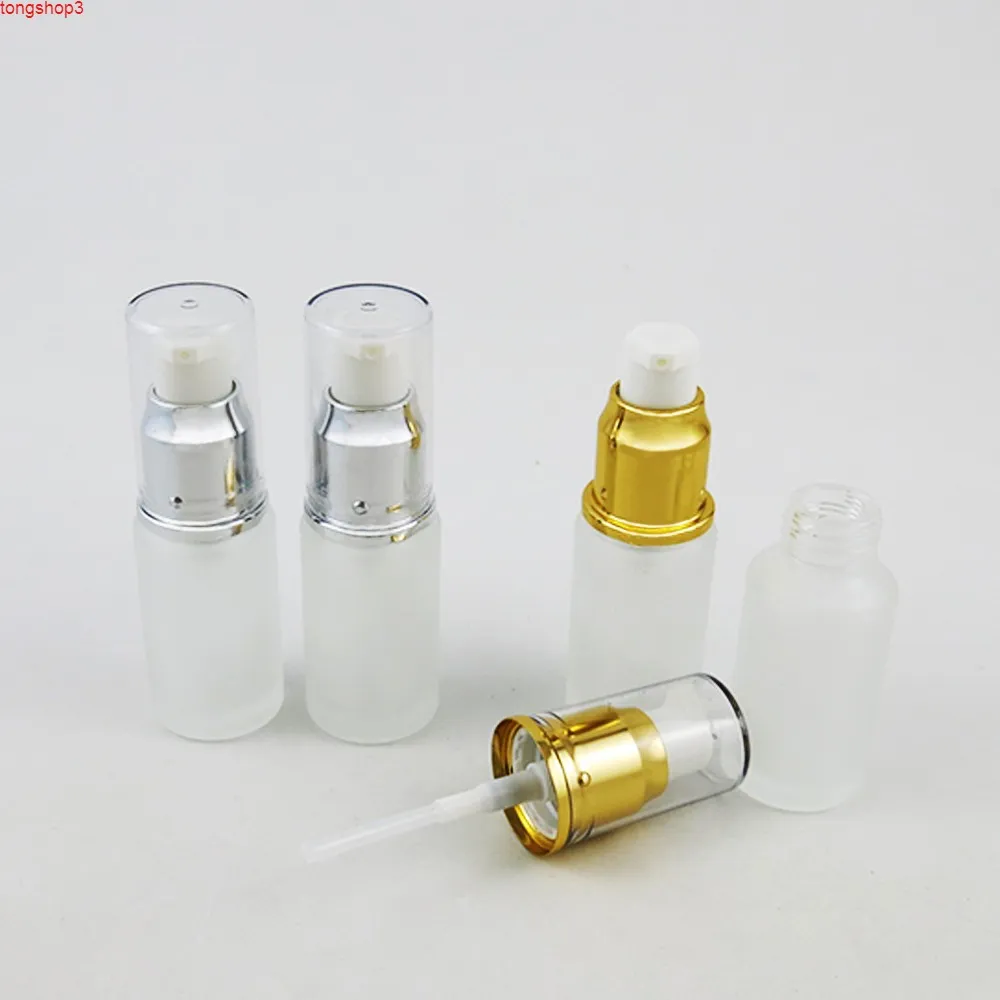 20ml 30ml 1oz hudvård glasflaskor matte klar lotion pump grädde flaska kosmetisk eterisk olja e flytande behållare 24pcshigh qualtity