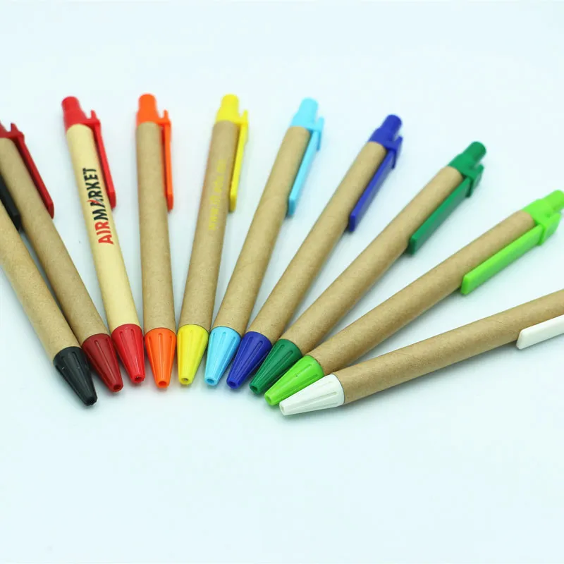 Stylos à bille en gros étudiants promotionnels stylos à bille stylos à bille en papier écologique fournitures scolaires personnalisées papeterie stylos à clip en plastique DH1334