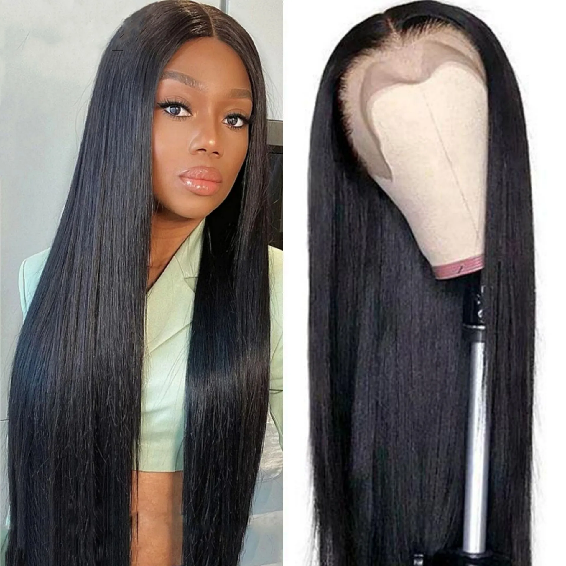 Brasiliansk HD Lace Front Wig Remy Rak 13x4 Mänskligt hår för kvinnor med förplånad längre