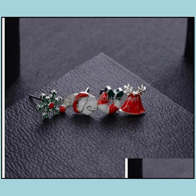 8pairs/set Christmas Earrings Jewelry Accessories Stud Earring Set Cute Santa Claus Snowman Tree Bell Christmas Gifts For Women Girls