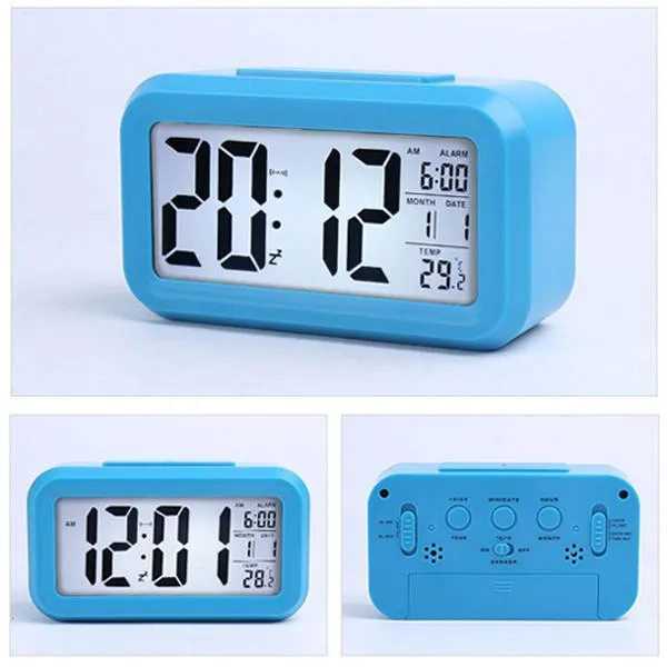 Upgraded version of multi-function smart clock with large screen display, smarts photosensitive temperature version, luminous alarm