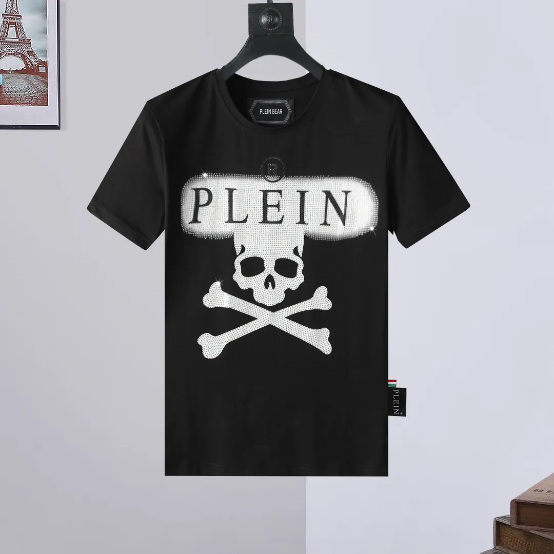 T-shirt Plein Bear Jersey T-Shirt Round Neck SS Crystal Skull T-shirt da uomo T-shirt Strass Skulls Mens Tshirts Classico di alta qualità Top Tees PB 16584