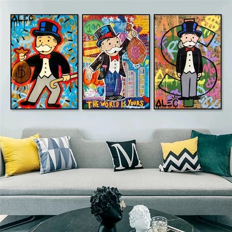 Money Millionaire Alec Poster und Drucke Street Graffiti Art Leinwandgemälde Cartoon Wandkunst Bilder für Wohnzimmer Home Decor (ohne Rahmen) H581