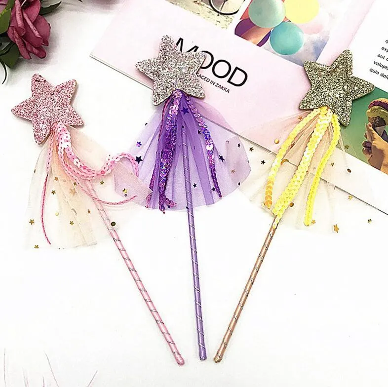 Gwiazda Cekiny Wróżki Wand Magic Stick Girl Party Princess Favors Prezent Urodzinowy Karnawał Dekoracje Ślubne Baby Shower Easter Gift