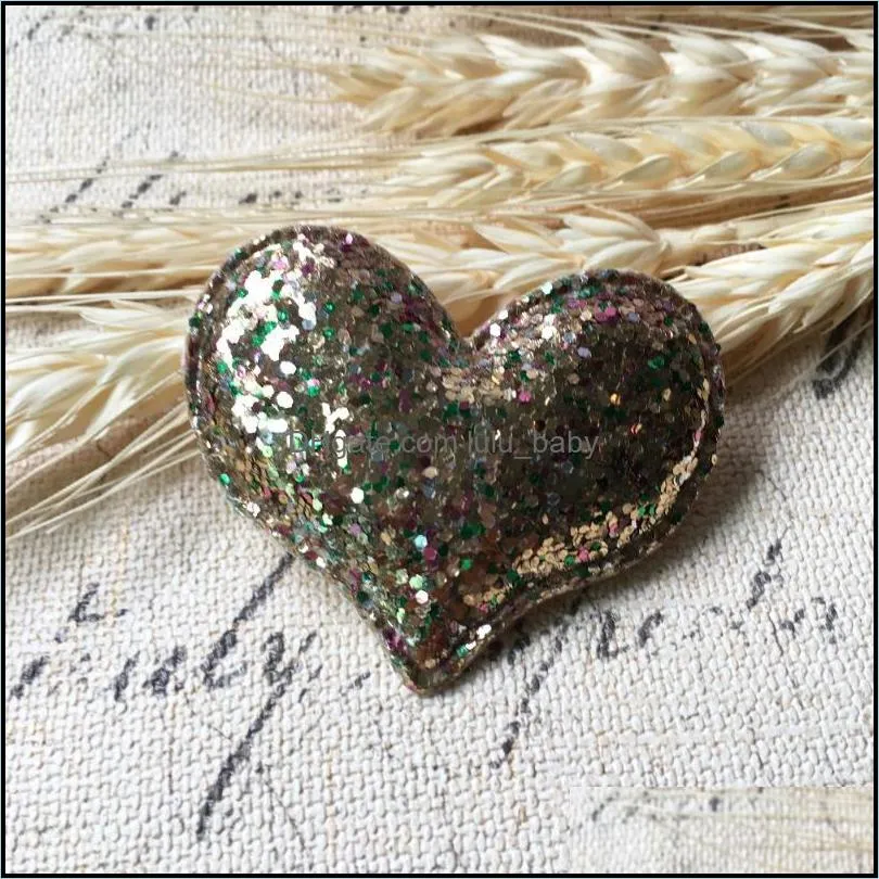 Hair Clips & Barrettes Wholesale 50PCS/Lot Trendy Glitter Love Heart Patch DIY Jewelry Ornament Accessories Girls Button Sticker Craft