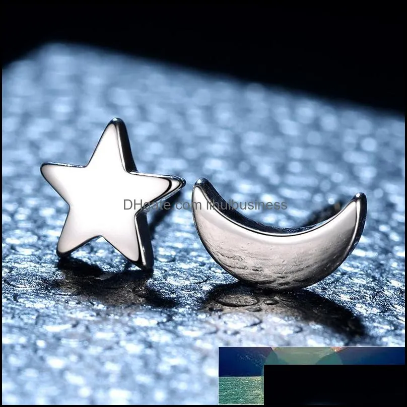 Korean Star Moon Stud Earrings Authentic 925 Sterling Silver Earrings For Women Earing Jewelry Earings Fairy Earring Kolczyki