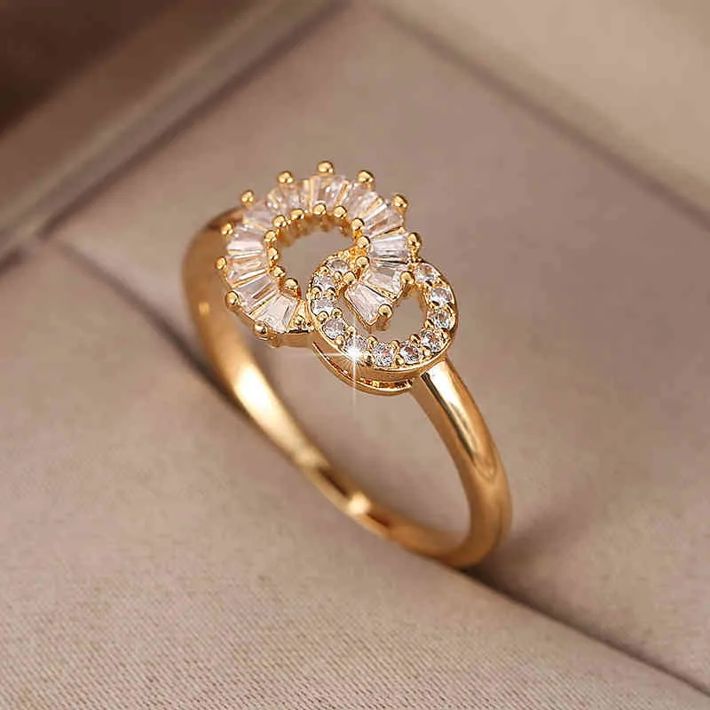 Ins New Arrival Rings 2021 Creative Couple Ring Elegant Zircon Rings for Women