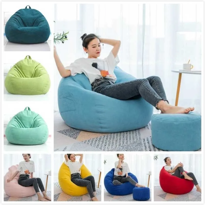 Lazy BeanBag Cover без наполнителей диван легкий чистый шезлонг сиденье бобовой мешок слойки диван татами S 211116