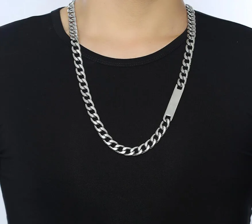 Huge Heavy 12mm 30inch Cool Necklace ID NK Chain Link Stainless Steel Jewelry for Mens Boys Holiday Gifts