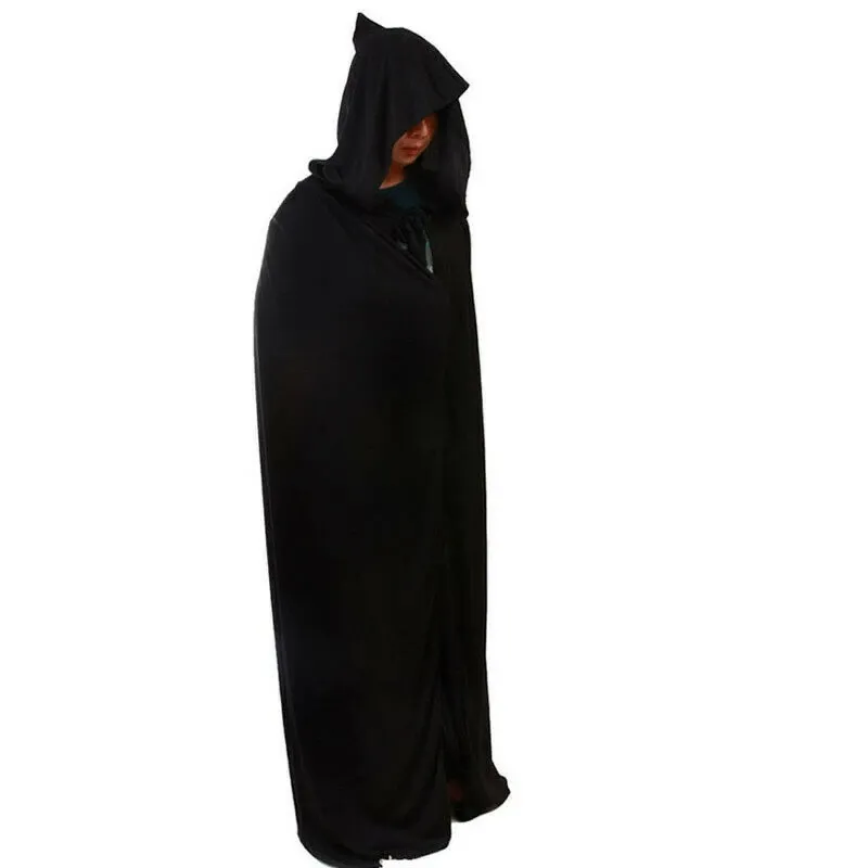 DHL L Taille 140 cm pour adulte Unisexe Kids Cape Cap Halloween Costume chevalier Crape noir Black Femmes Full Long Long Cooded Cloaks Cape Coats Vampire 20pcs