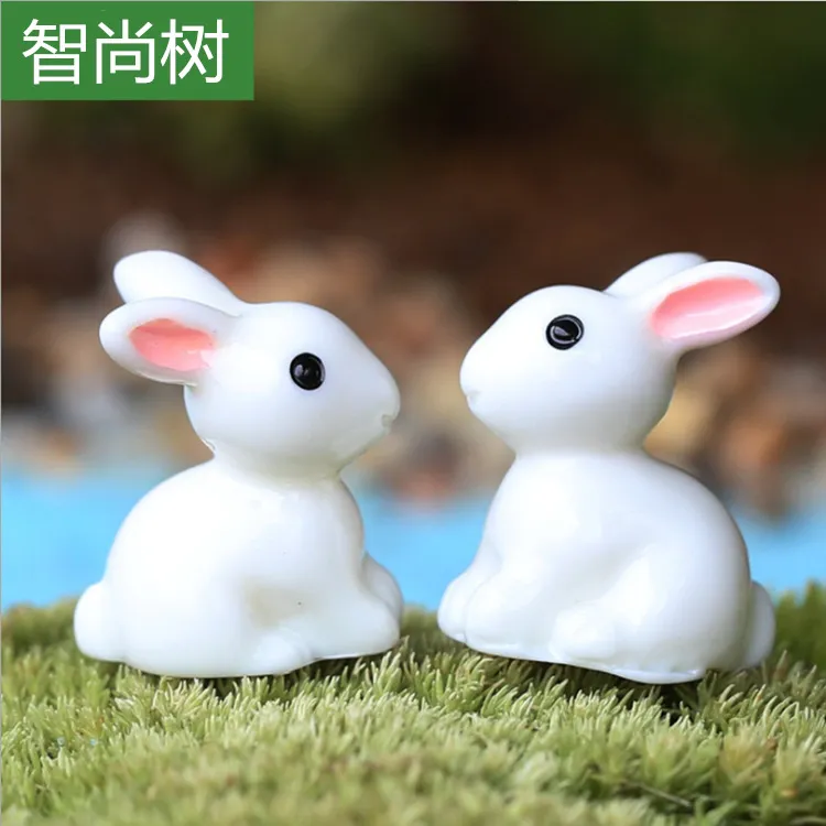 Украшения патио, газон дома сад миниатюра кролик белый цвет искусственные мини -кролики