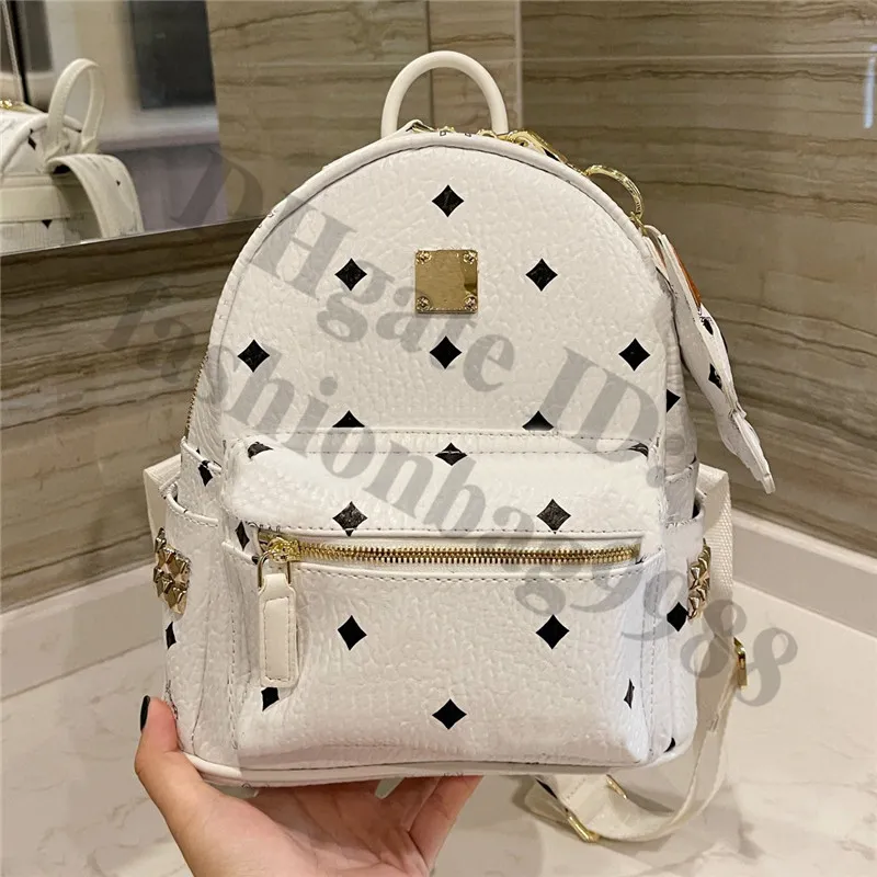 Mochila de marca de cuero auténtico a la moda para mujer, mochilas de viaje para niñas de tamaño pequeño, color blanco cielo y azul, bolsos medianos