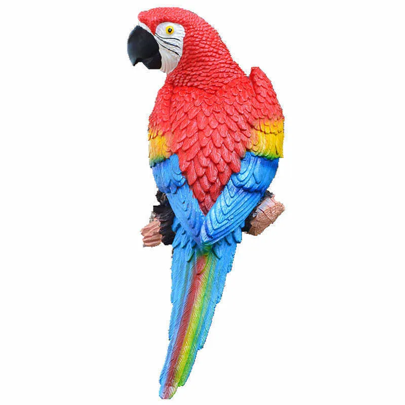 Resin Parrot Statue Wall Mounted DIY Outdoor Garden Tree Decoration Animal Sculpture For Home Office Garden Decor Ornament T200117250f