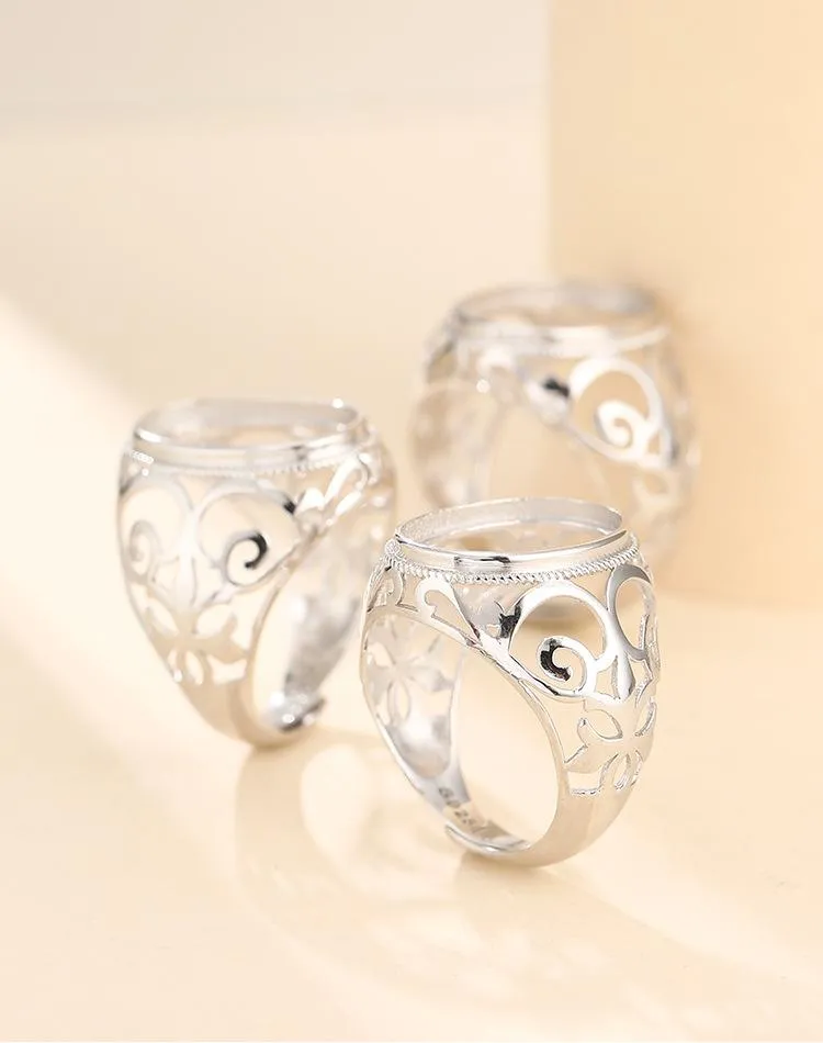 Cluster Rings 13*18mm 925 STERLING SILVER Semi Mount Bases Blanks Base Blank Pad Ring Setting Set Diy Jewelry A5634
