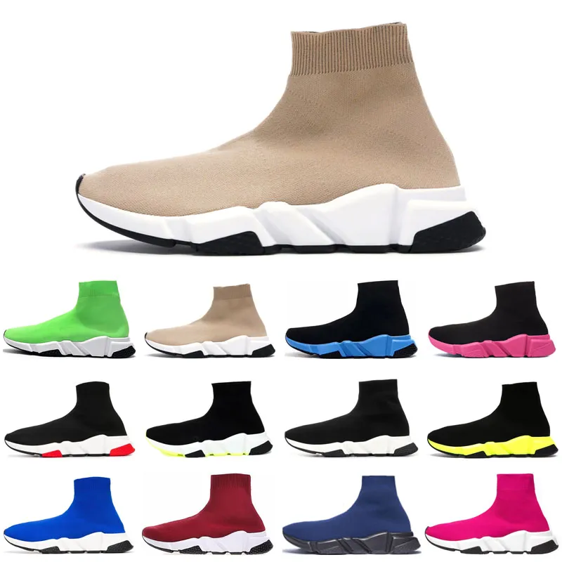 Moda calcetín de lujo zapatos para correr para hombres, mujeres, diseñador, plataforma, zapatillas de deporte, triple, negro, blanco, rojo, beige, azul marino, rosa, gris, verde, deporte al aire libre