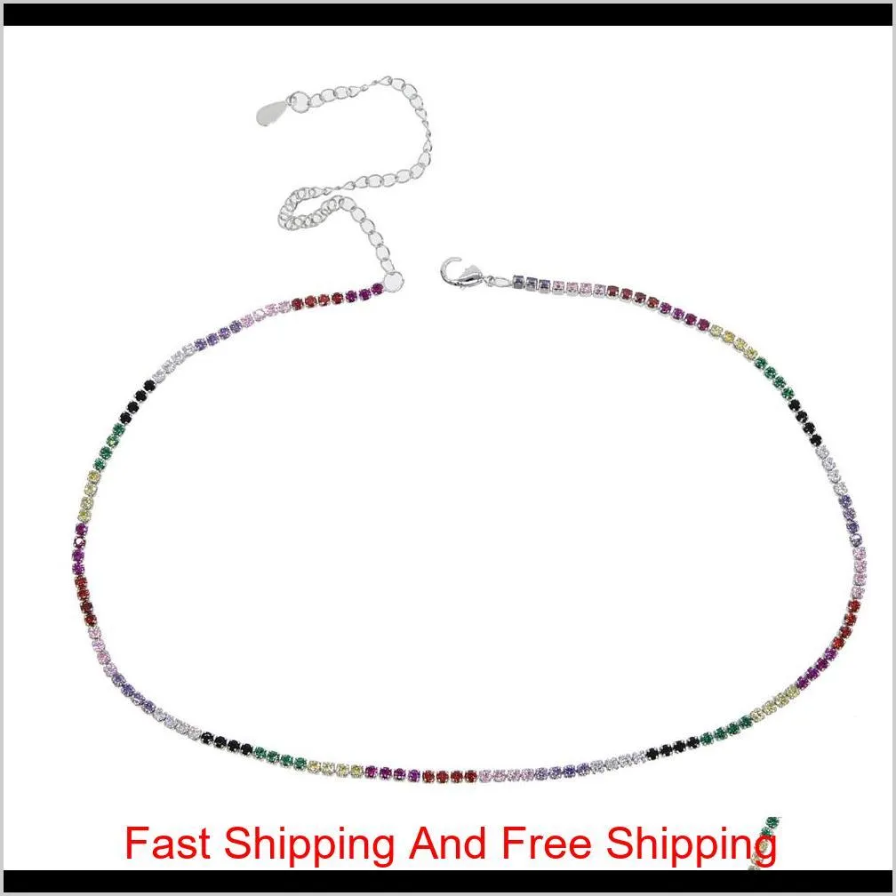 2mm cz tennis choker necklace for women 3 colors white red green elegance multi layer trendy fashion women gorgeous jewelry european