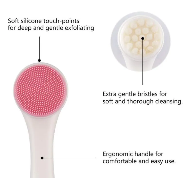 High quality Double Sides Multifunctional Silicone Facial Cleansing Brush Portable Size 3D Face Cleaning Massage Tool Facial Beauty brushes