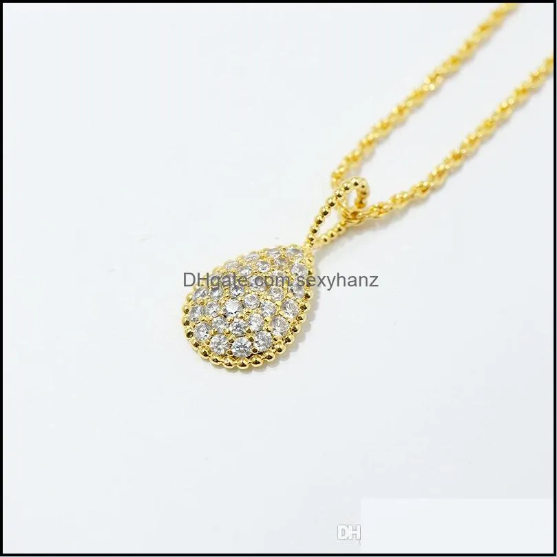 Fashion copper gold-plated jewelry Porsche * style water drop shape full diamond bead necklace three colors