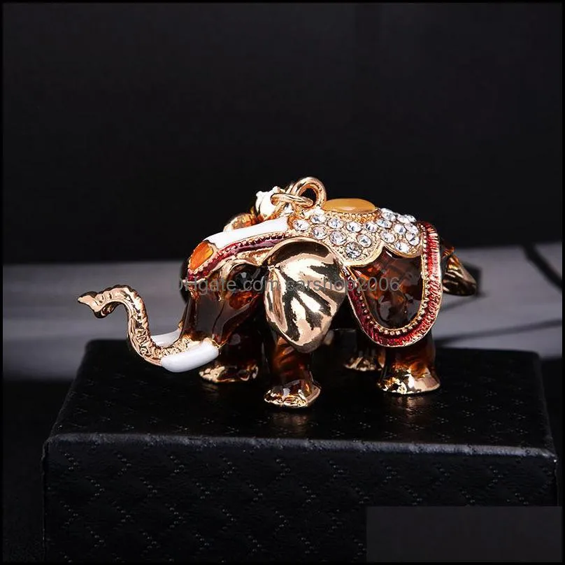 Elephant Rhinestone Keychain Fashion Creative Elephant Shape Car Key Chain Personalize Metal Key Ring Elephant Pendant Small Gift