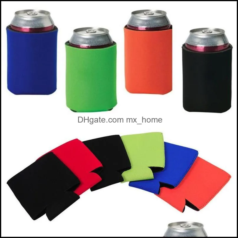 Solid Color Neoprene Foldable Stubby Holders Beer Cooler Bags For Wine Food Cans Cover Baby Feeding Tools CCA11414-A 200pcs