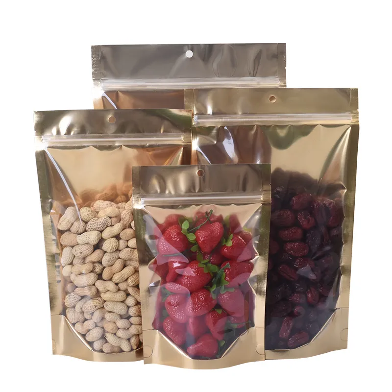 1000 Pcs/Lot or aluminisé Stand Up sac de rangement paquet étui refermable fermeture à glissière paquet sac pour nourriture thé bonbons