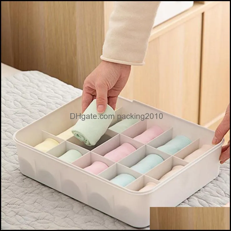 Storage Drawers 1/10/15 Grid Reusable Plastic Underwear Box With Mark Closet Organizer Drawer For Socks Boxers Bra SMD