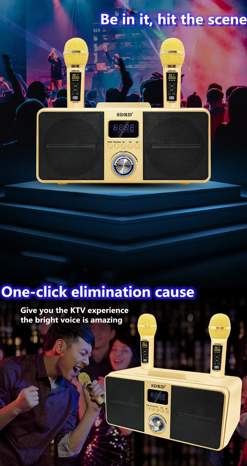 2024デュアルワイヤレスマイクBluetoothスピーカーカラオケシステム