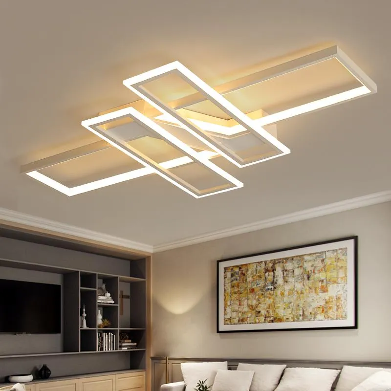 تركيبات إضاءة الثريا الحديثة LED لغرفة المعيشة وغرفة النوم والمطبخ والديكور المنزلي مع جهاز التحكم عن بعد مصباح السقف الأسود اللامع