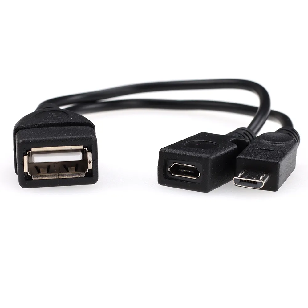 2 In 1 OTG Adaptör Konnektörü Mikro USB Ana Bilgisayar Güç Y ayırıcı kabloları USB'den Mikro 5pin Erkek Kadın Kablosu Android Telefon için