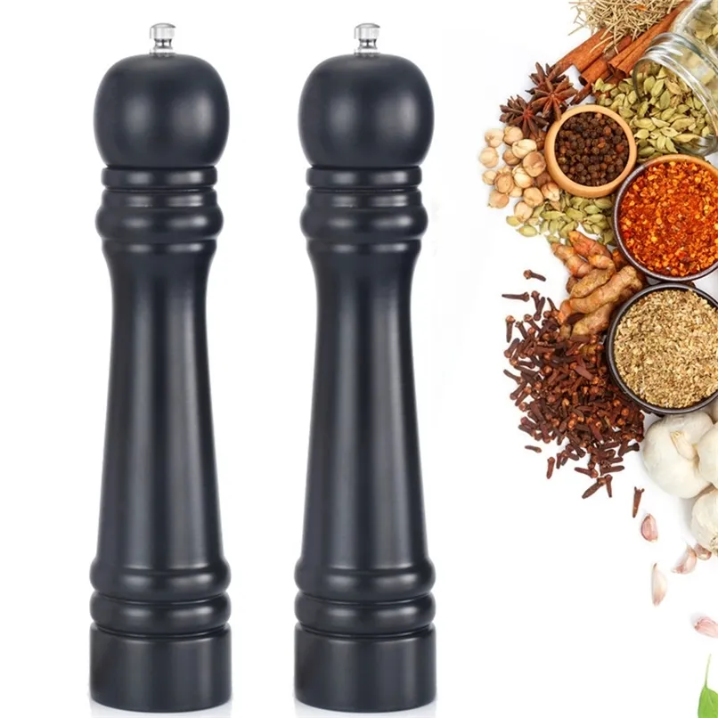 Wood Salt Pepper Mill Shaker Spice Grinder Handheld Seasoning Mills Ceramic Kitchen BBQ Tools 210712