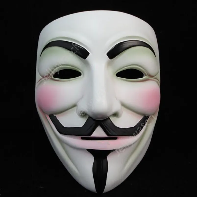 White V Mask Masquerade Mask Eyeliner Halloween Maschere a pieno facciale Puntelli per feste Vendetta Anonymous Movie Guy Masks DHY68