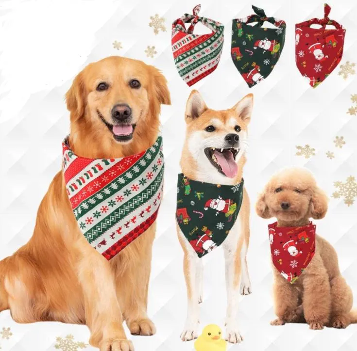 Hundkläder 5 stil husdjur julbandana bomull hund-scarf bibs krage grooming tillbehör xmas husdjur triangulär halsduk unisex sn4234