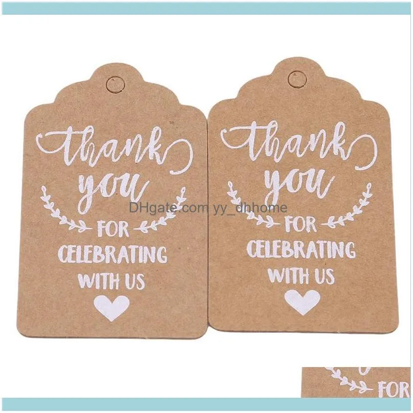 Hot 50Pcs/pack Love Thank You Invitation Tag Card Decoration Vintage Kraft Paper Gift Cards Wedding Party Card 2021 New Arrive1