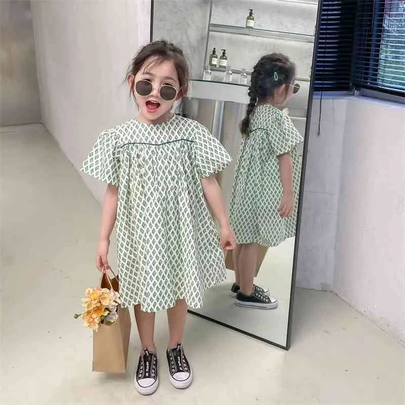 Llegada de verano Niñas Moda Vestido estampado Niños Vestidos de algodón Ropa de niña 210528