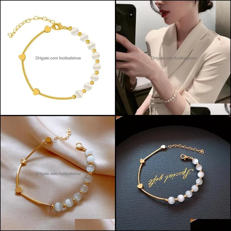 Hemiston Retro White Opal Gold Bracelet 2021 Brand Europe Style Gift For Women Link, Chain