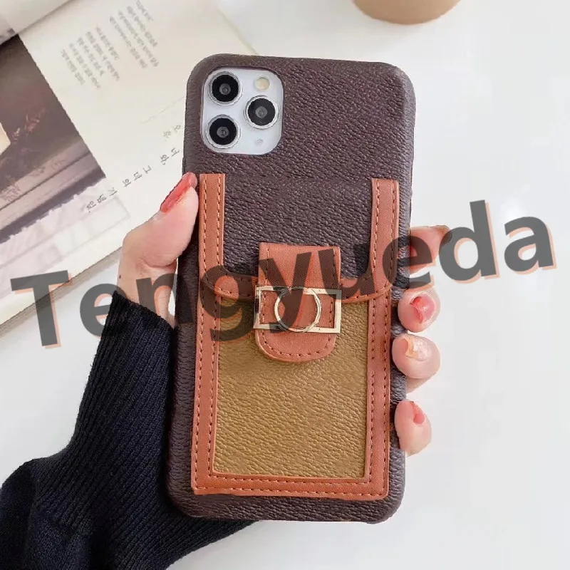 لـ iPhone 13 13Pro 12 12Pro Max 14 14Pro Phone Cases Fashion Leather Card حامل الهاتف المحمول