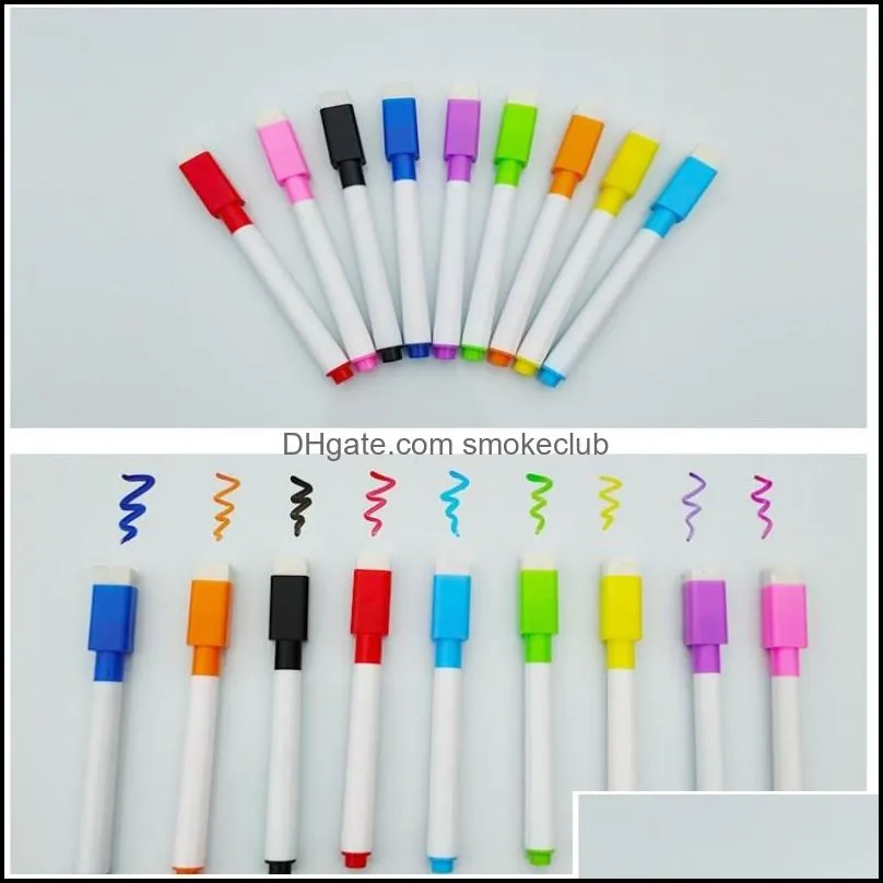 Colorful black School classroom Whiteboard Pen Dry White Board Markers Built In Eraser Student children drawing pen