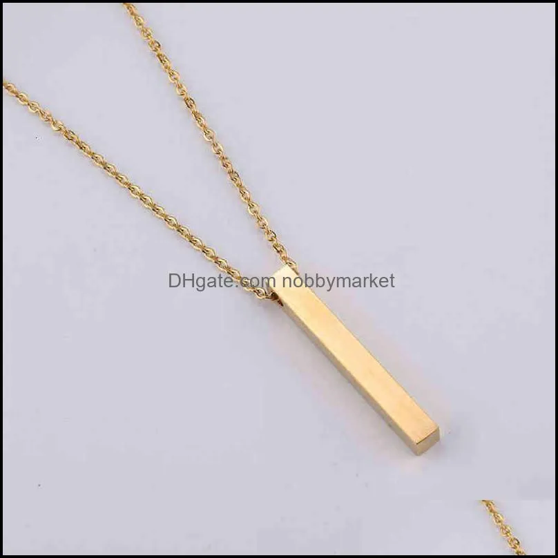 Rectangular Pendant, male and female necklace, stainls steel chain, simple, fashionable, jewelry