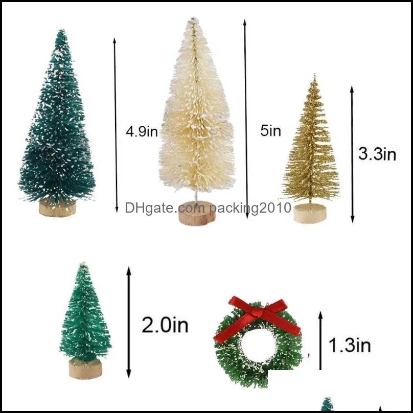 Christmas Decorations 30 Pieces Miniature Sisal Frosted Trees Bottle Brush Ornaments