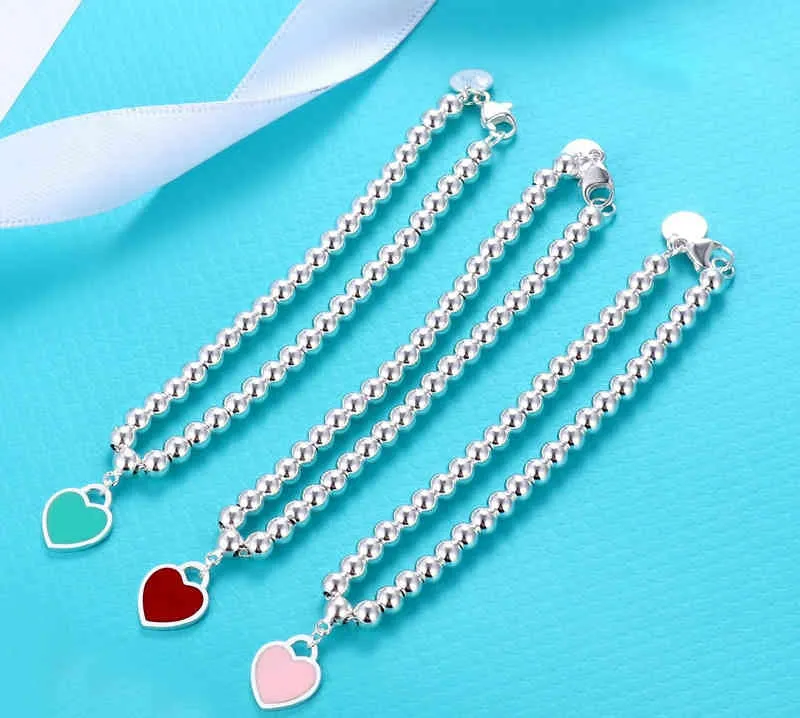 New love bracelet women's niche design feeling pearl round blue heart red heart bracelet gift G1105