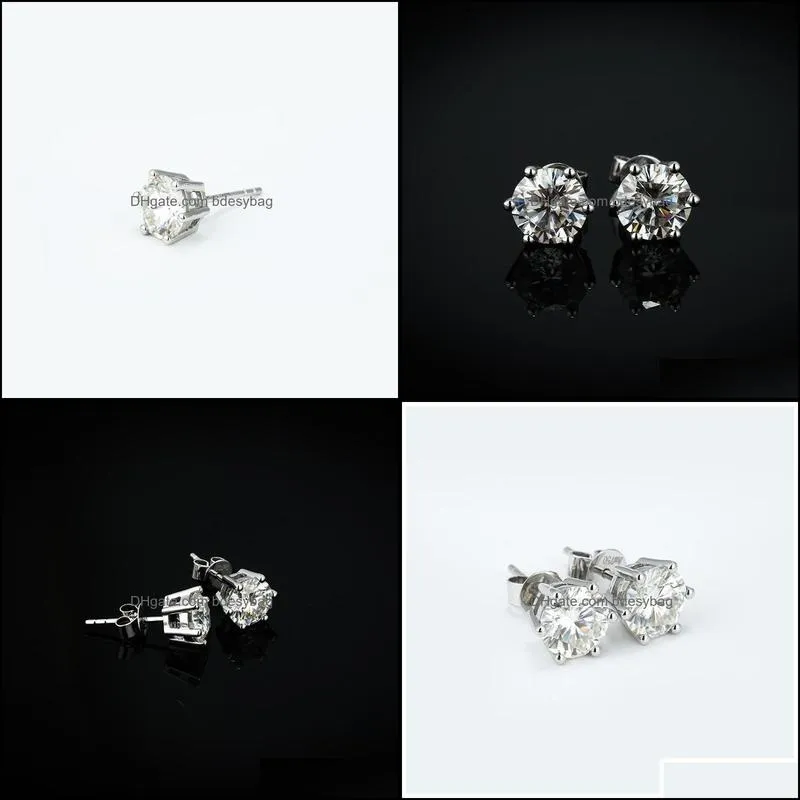 Classic 925 silver Moissanite 6 Romantic Luxurious earrings Valentine`s Day Anniversary gift